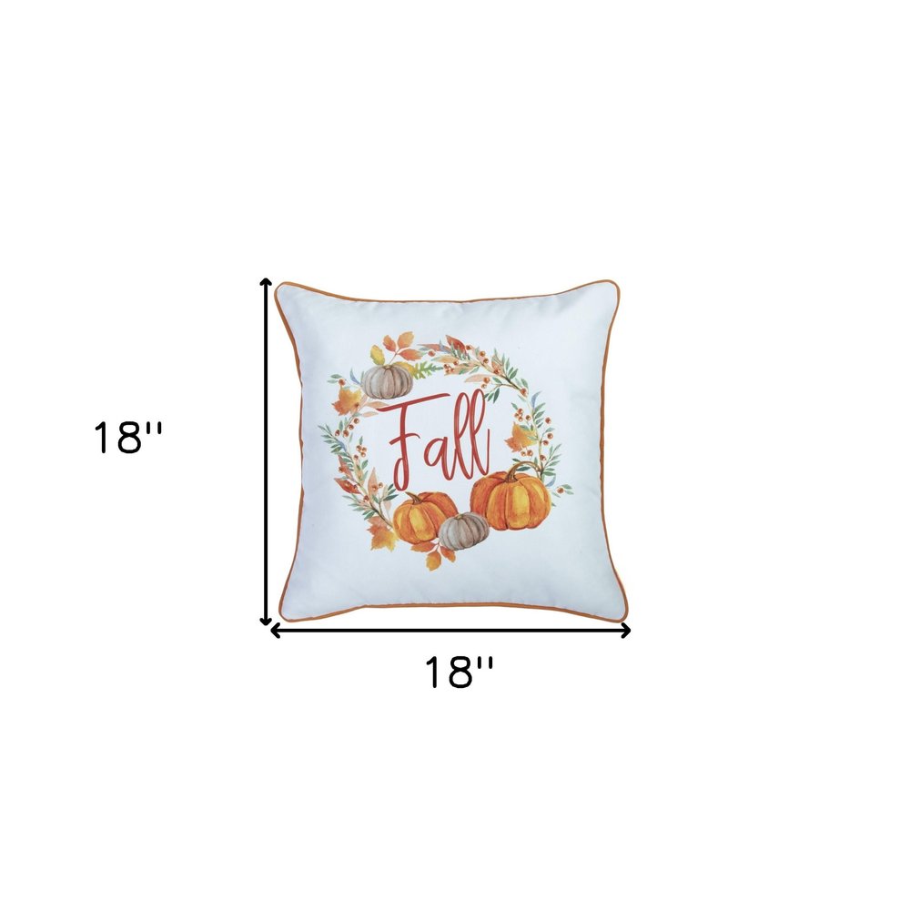 Set of Four 18" Brown Orange And White Fabric Throw Pillow Covers