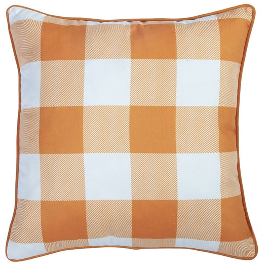 Set of Four 18" Orange And White Fabric Throw Pillow Covers