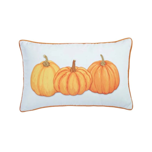 Set Of Four 20" Orange Pumpkin Trio Lumbar Throw Pillow Covers