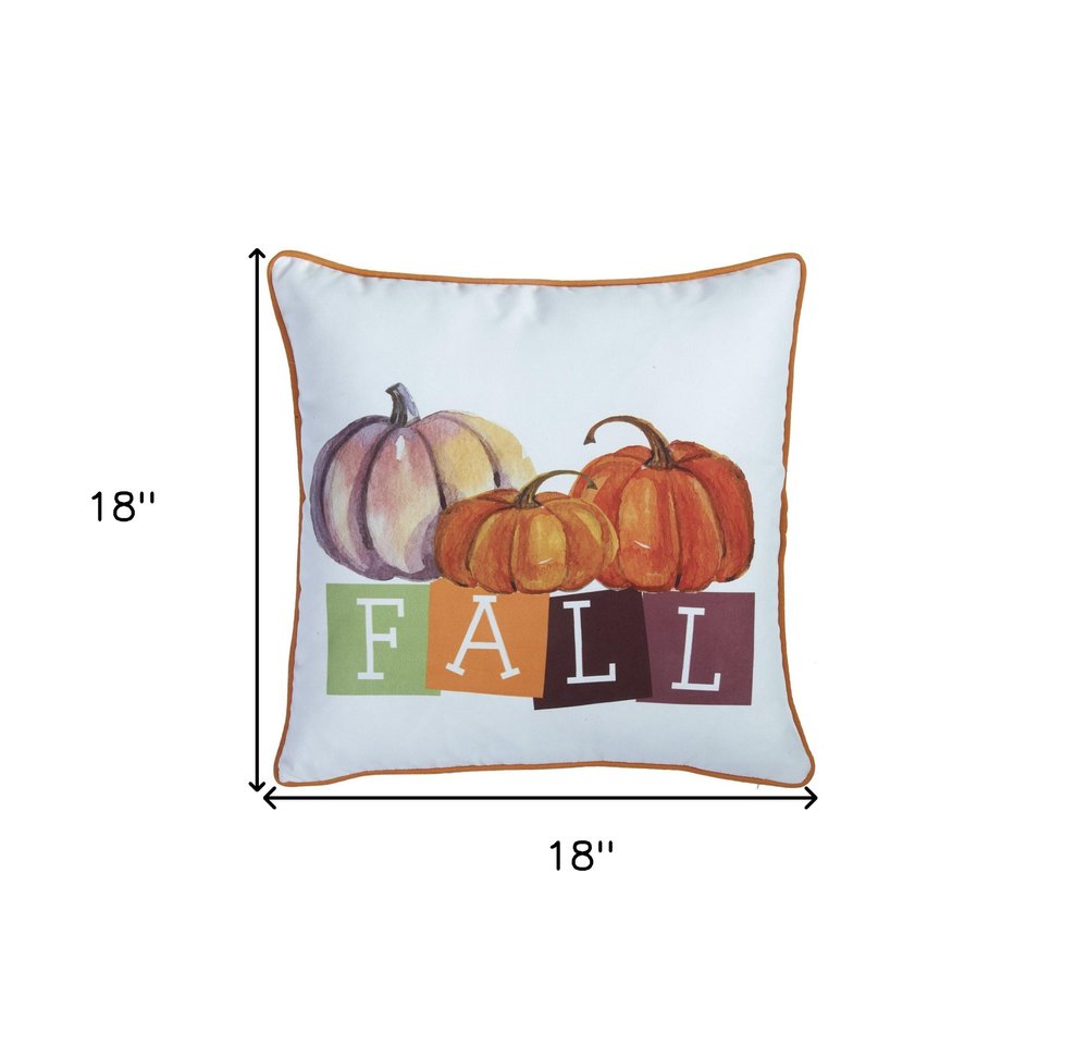 Set of Two 18" Orange And White Fall Plaid Fabric Throw Pillow Covers