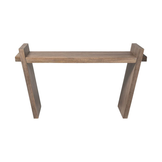 60" Brown Solid Wood Slanted Base Console Table