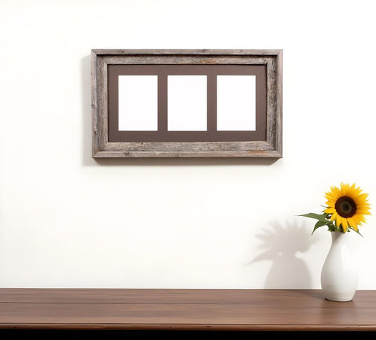 5" x 7" Gray Solid Wood Hanging Picture Frame with Mat