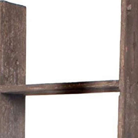 57" Brown Rustic Five Step Wood Ladder Shelf