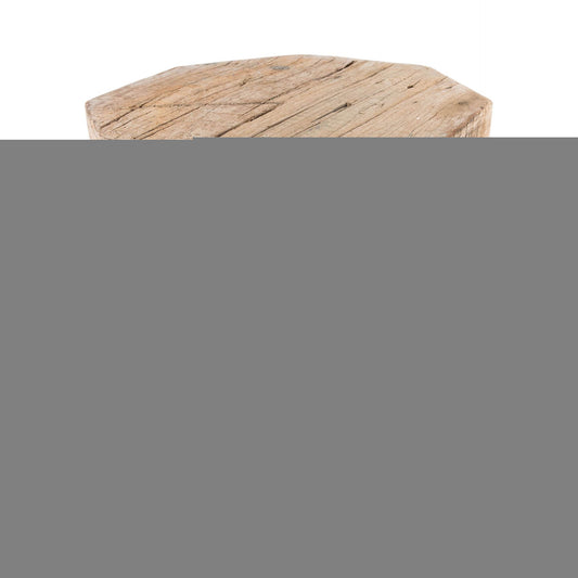 20" Brown Distressed Solid Wood Hexagonal Top Table