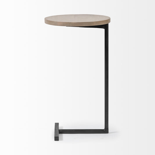 15" Natural and Black Solid Wood and Metal