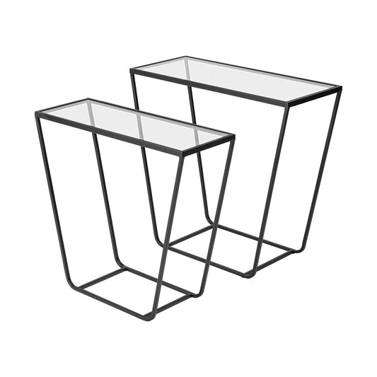 10" Clear Glass and Metal Frame Console Table