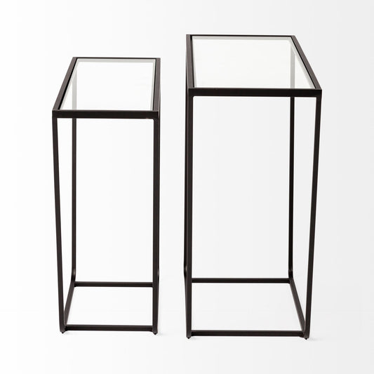 10" Clear Glass and Metal Frame Console Table