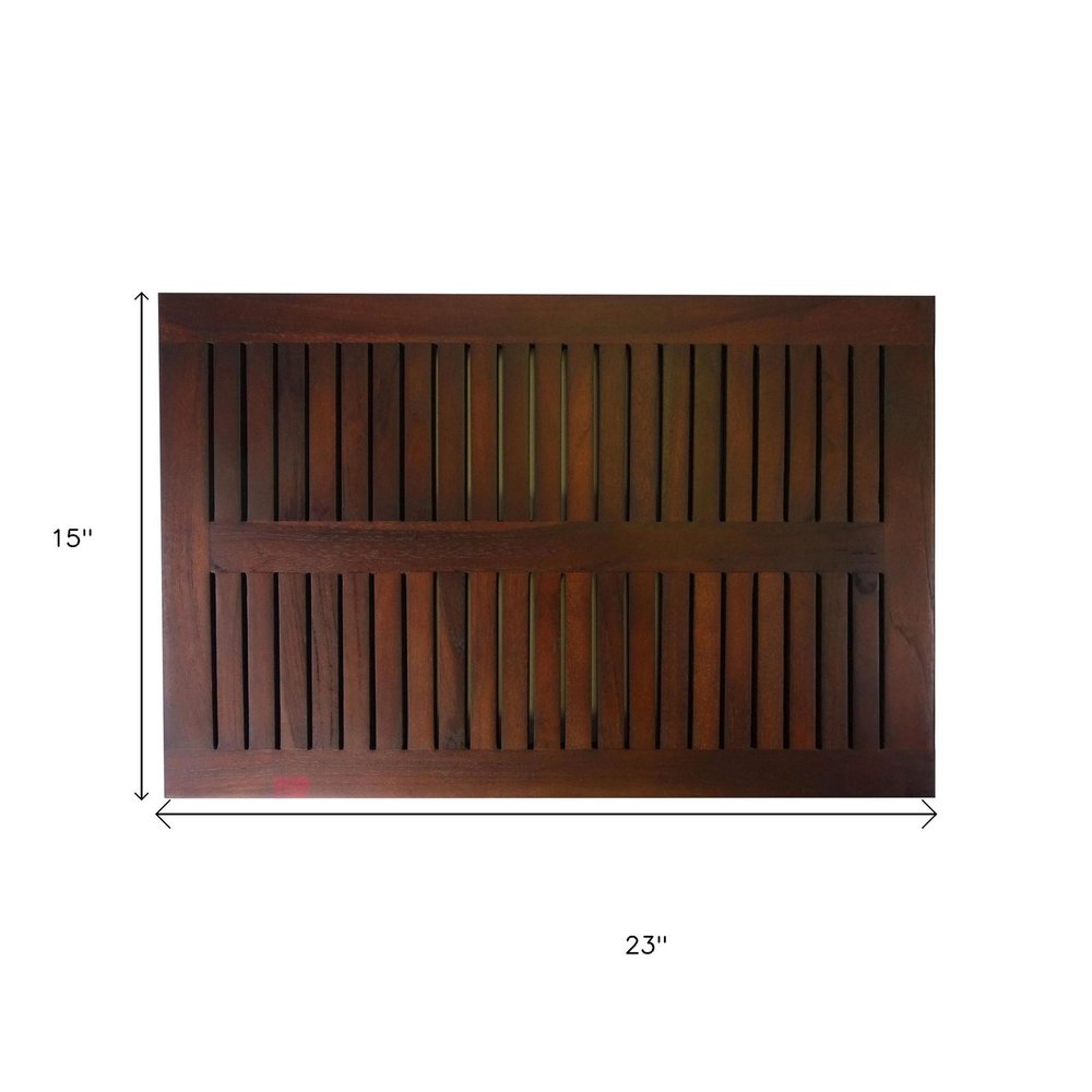 23" Dark Brown Teak Slat Bath Mat