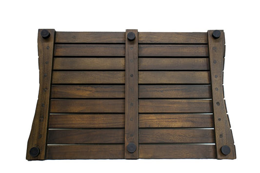 23" Dark Brown Teak Slat Non Slip Bath Mat