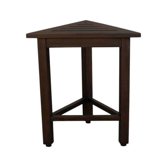 17" Dark Brown Teak Corner Shower Bench