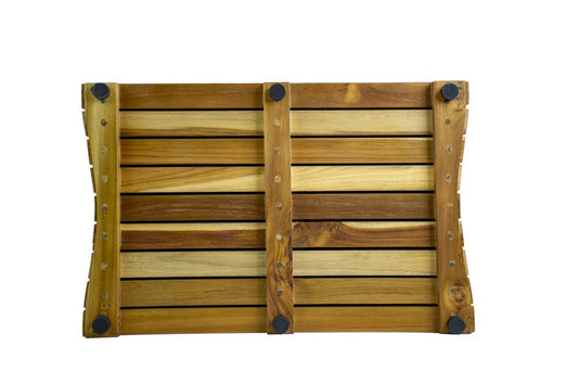 23" Brown Teak Slat Non Slip Bath Mat