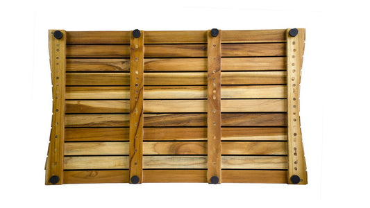 31" Brown Teak Slat Non Slip Bath Mat