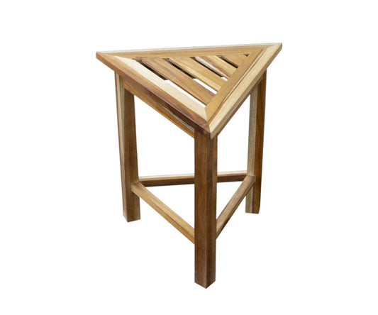 15" Brown Teak Corner Shower Bench