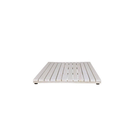 40" White Teak Slat Non Slip Bath Mat