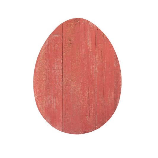 12" X 9" Red Reclaimed Wood Egg Shaped Wall Decor