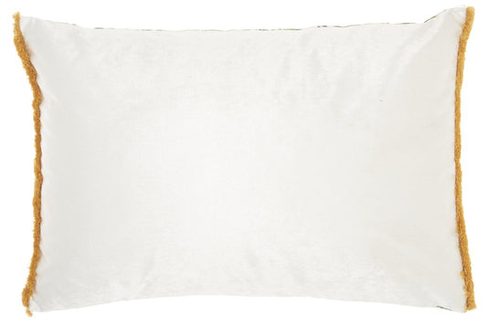 14" X 20" Green And White Cotton Throw Pillow