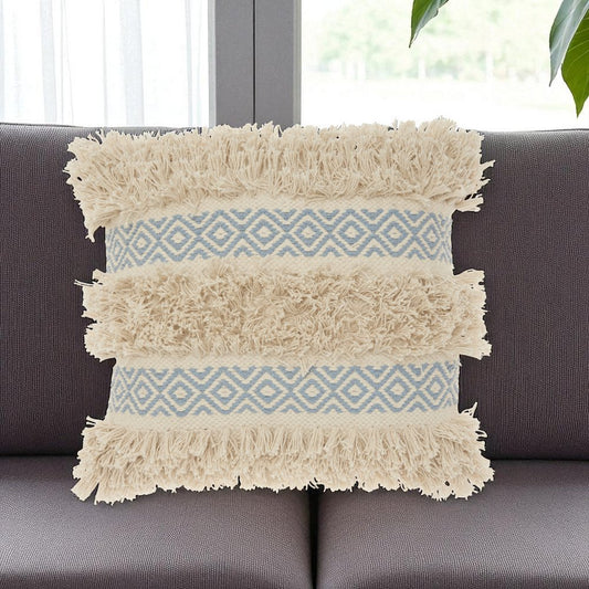 Blue Diamond Patterned Throw Pillow