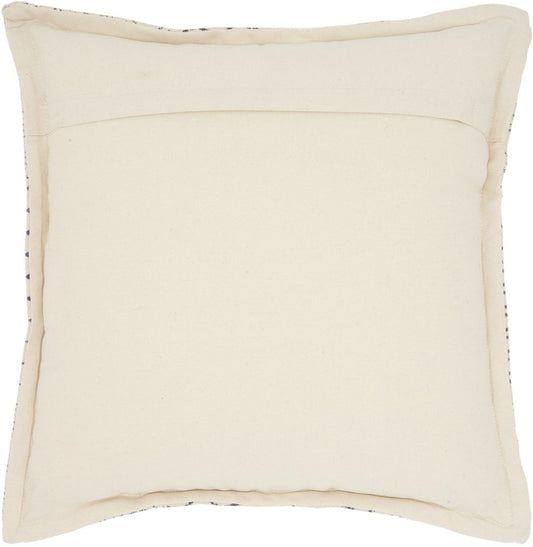 20" Indigo And Ivory Geometric Cotton Throw Pillow