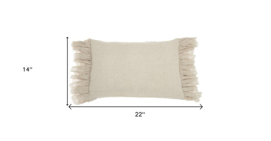 14" X 22" Steel Blue Pillow With Tassels Edges