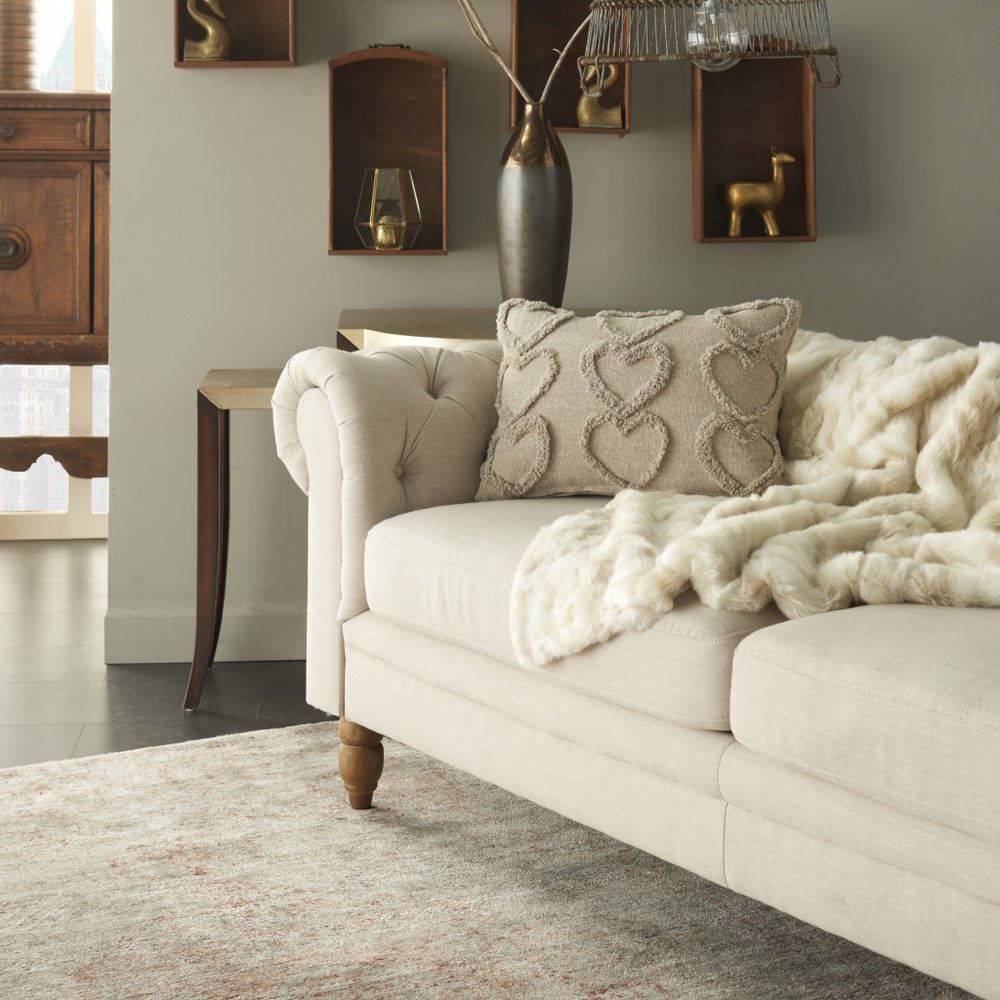 14" X 20" Gray Heart Cotton Throw Pillow