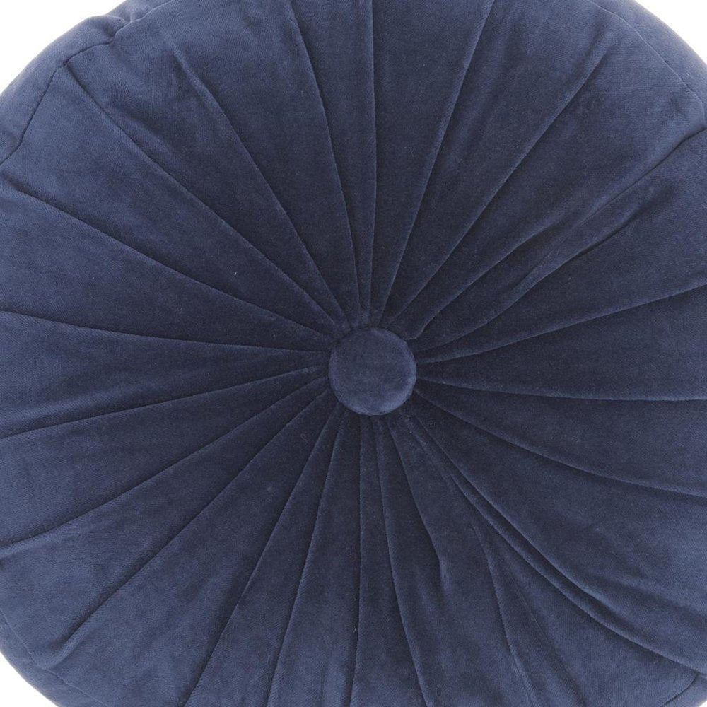 16" X 16" Dark Blue Round Velvet Throw Pillow