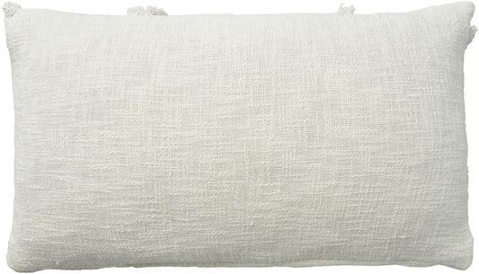 White Abstract Shaggy Detail Lumbar Pillow