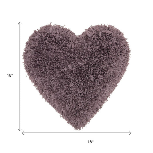 Heart Shaped Lavendar Shag Accent Pillow