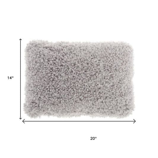 14" X 20" Light Gray Knubby Plush Throw Pillow