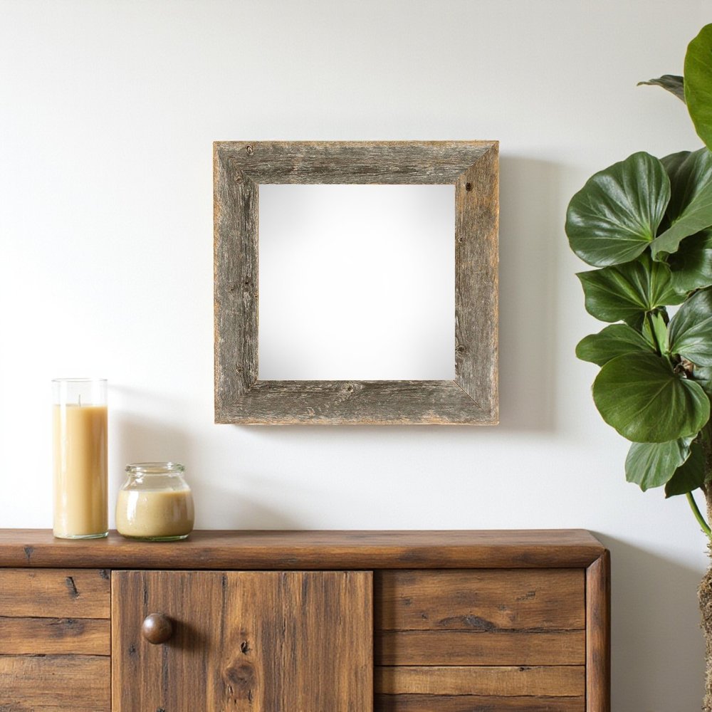 10" x 10" Gray Solid Wood Hanging Picture Frame