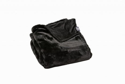 50" X 60" Black Faux Fur Plush Throw Blanket