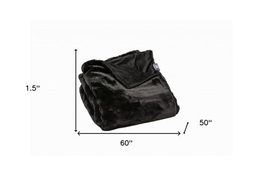 50" X 60" Black Faux Fur Plush Throw Blanket