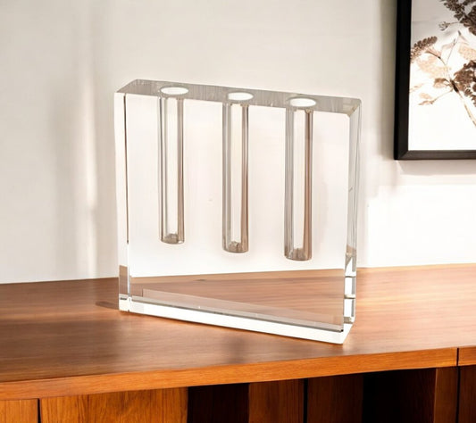 7" Clear Crystal Clear Square Table Vase