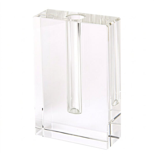6" Clear Square Crystal Glass Table Vase