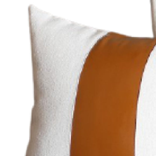 Set of Four 17" Brown And White Faux Leather Throw Pillow Covers