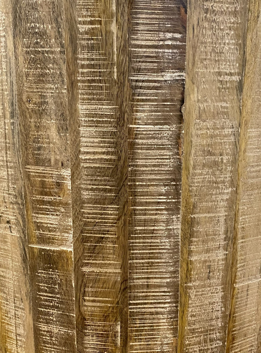 20" Natural Distressed Solid Wood Round Drum End Table