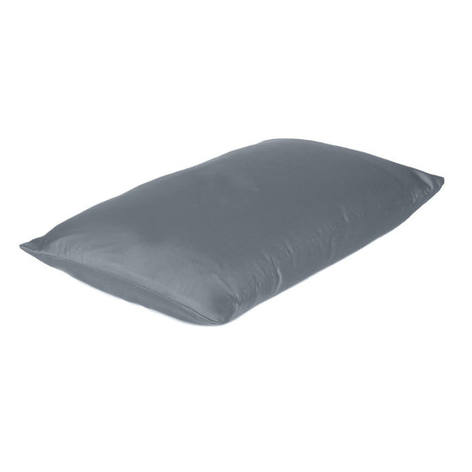 Set Of Two Dark Gray Dreamy Silk Satin Standard Pillowcases