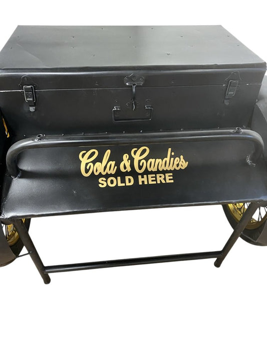 Black Old Time Delivery Box Table With Storage