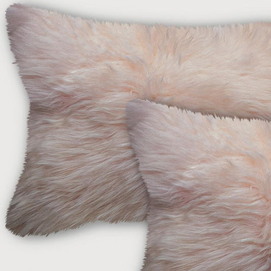 Set of Two 12" X 20" Blush Cowhide Throw Pillow