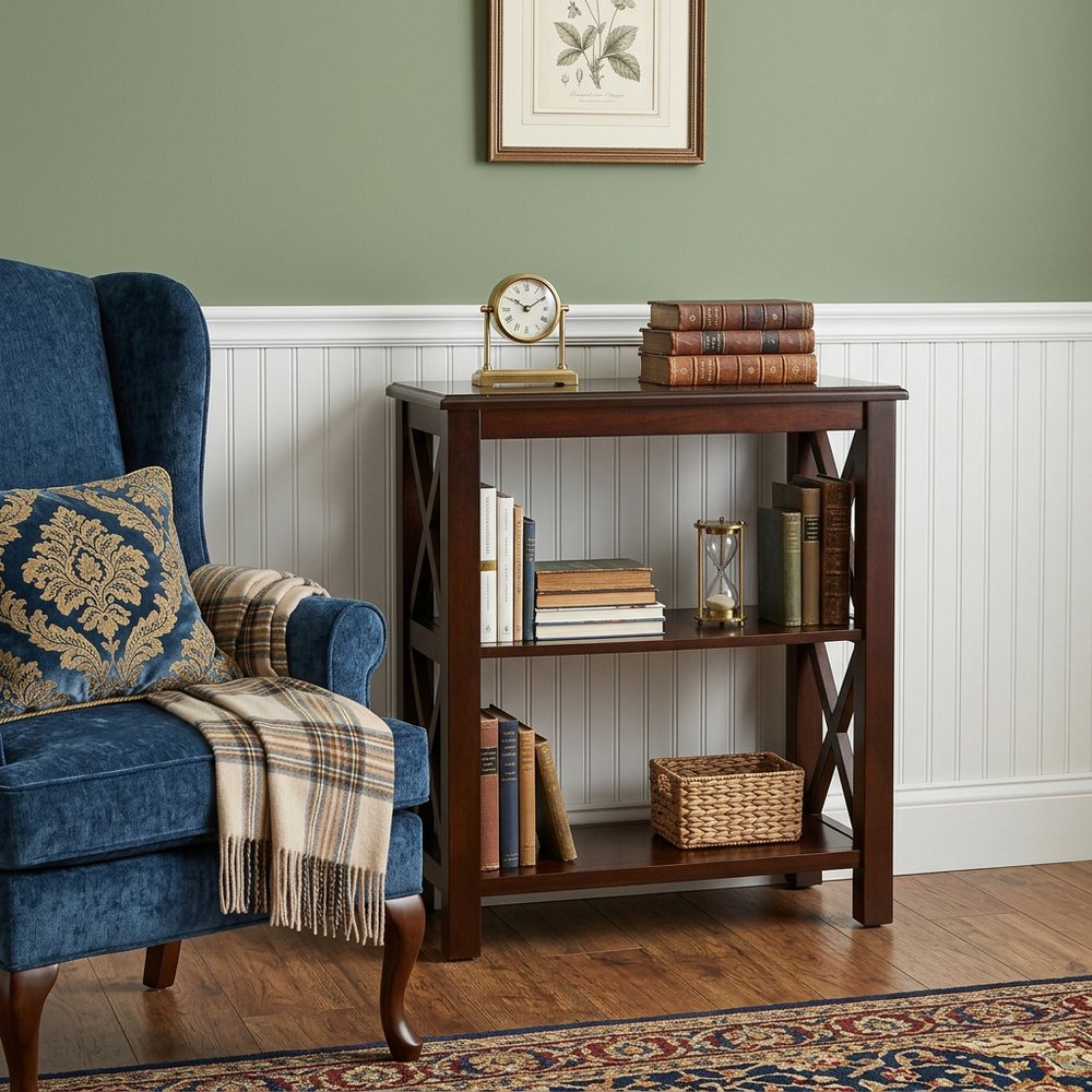 25" Dark Brown Two Tier Standard Bookcase