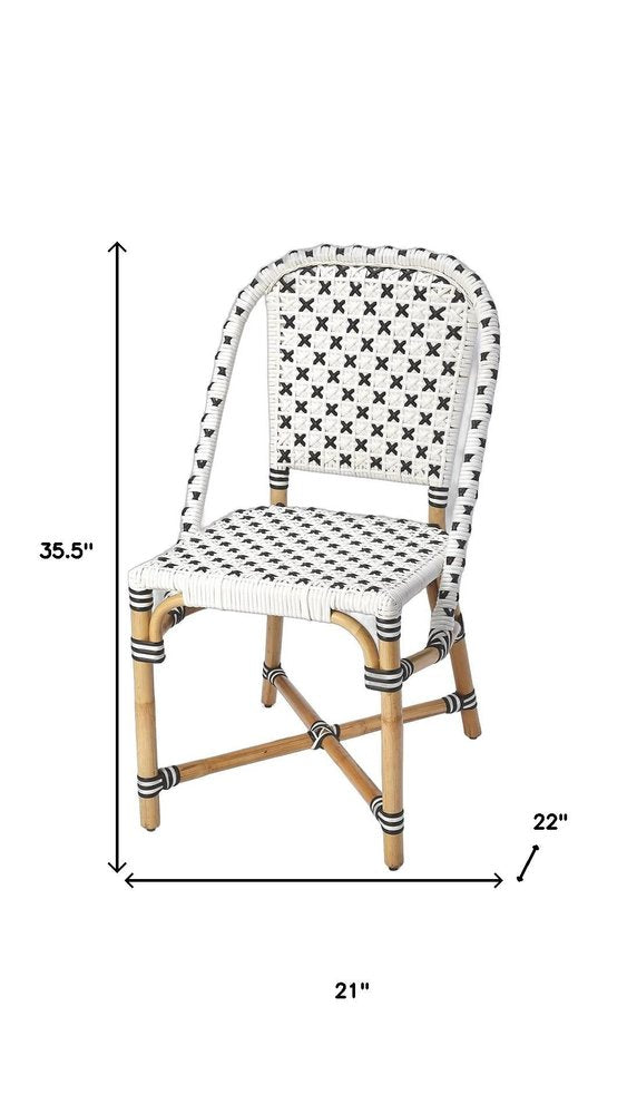 White And Brown Faux Rattan Dining Chair