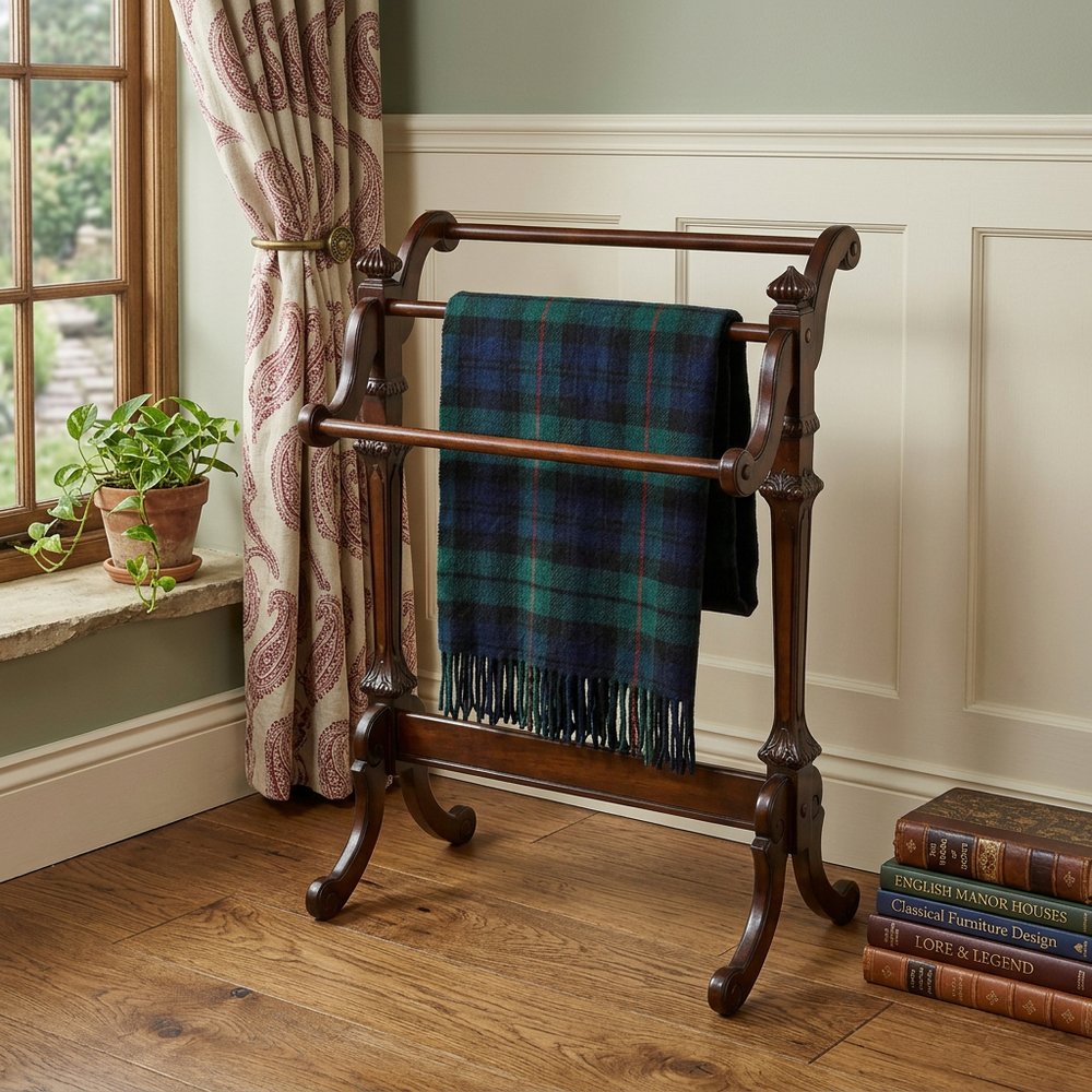 29" Deep Cherry Wood Blanket Stand