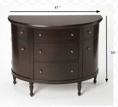 41" Dark Brown Solid Wood Five Drawer Sideboard