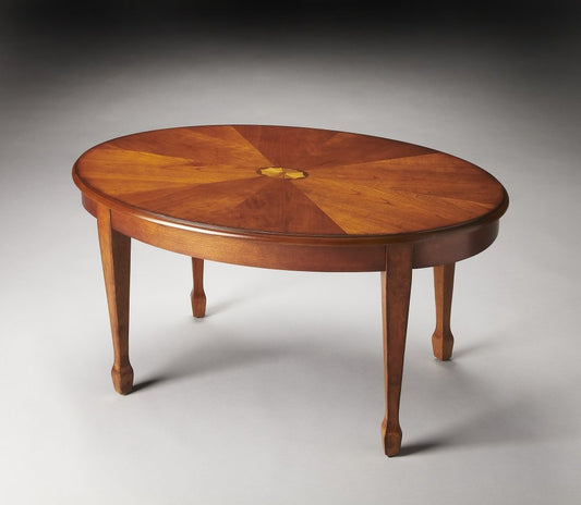 38" Brown Wood Oval Coffee Table