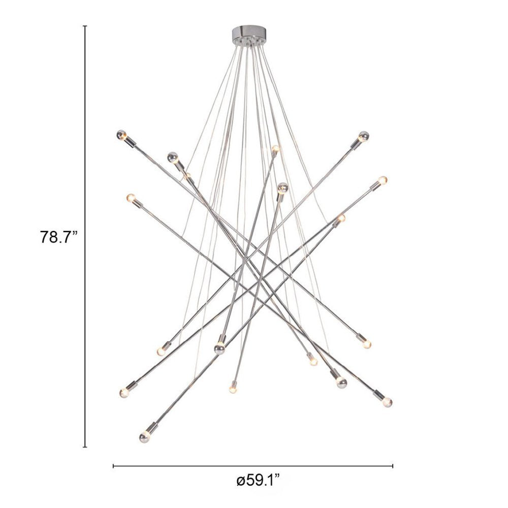 Silver Multi Light Metal Dimmable Chandelier