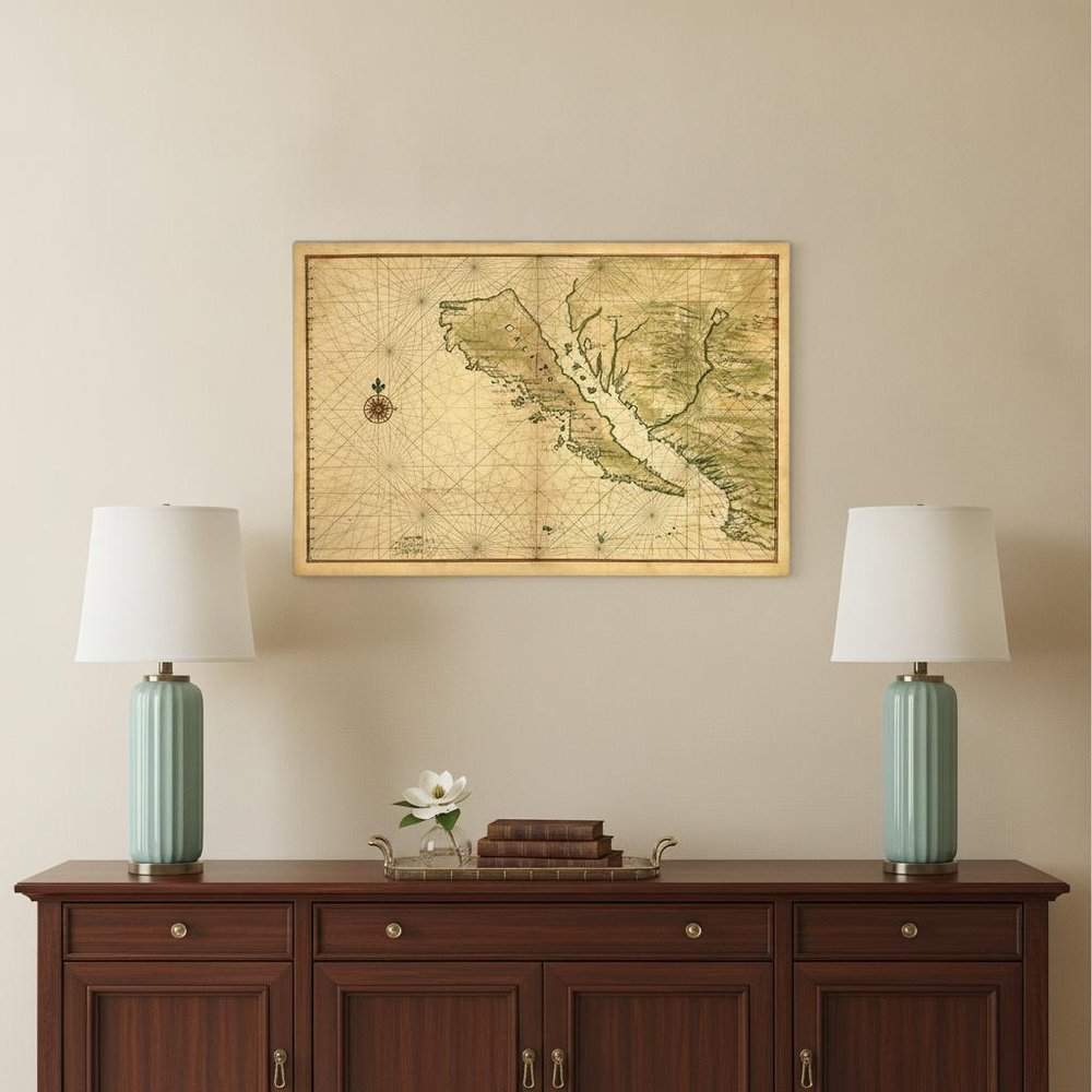 24" X 36" California As An Island C1650 Vintage Map Wall Art