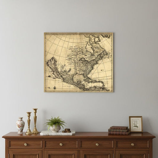 24" X 28" Map Of North America C1685 Vintage Poster Wall Art