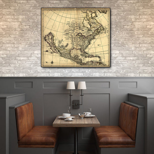 24" X 28" Map Of North America C1685 Vintage Poster Wall Art