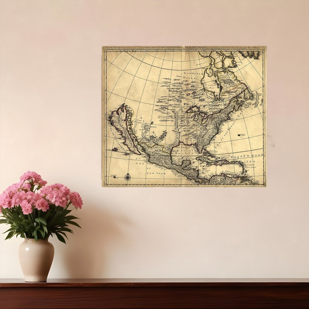 24" X 28" Map Of North America C1685 Vintage Poster Wall Art
