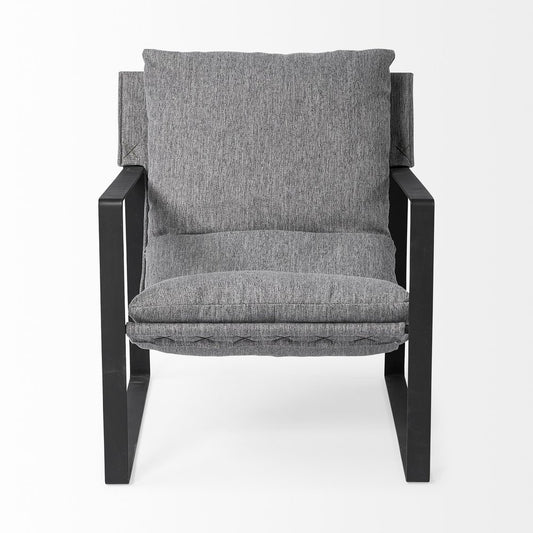 35" Gray and Black Fabric Wingback Chair