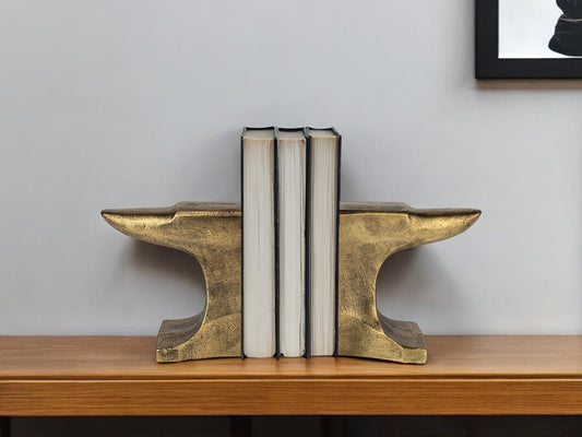 Set of Two 6" Gold Metal Decorative Bookends